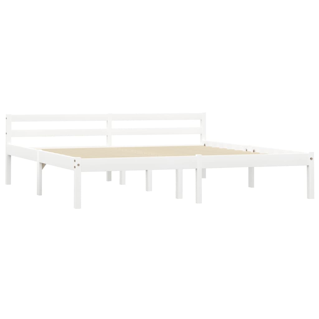 Solid Pine Wood Bed Frame, White, 160x200 cm - Mattress Not Included