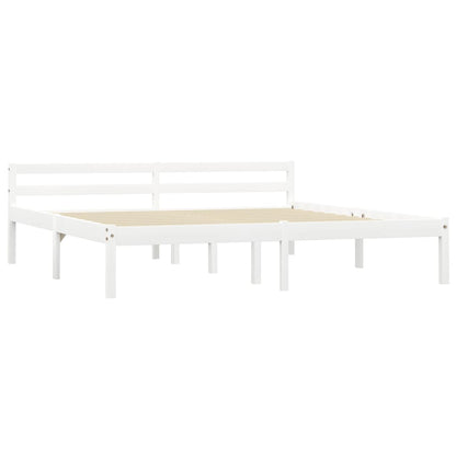 Solid Pine Wood Bed Frame, White, 160x200 cm - Mattress Not Included