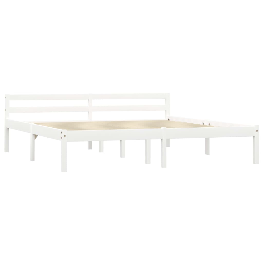 White Solid Pine Wood Super King Bed Frame 180x200 cm