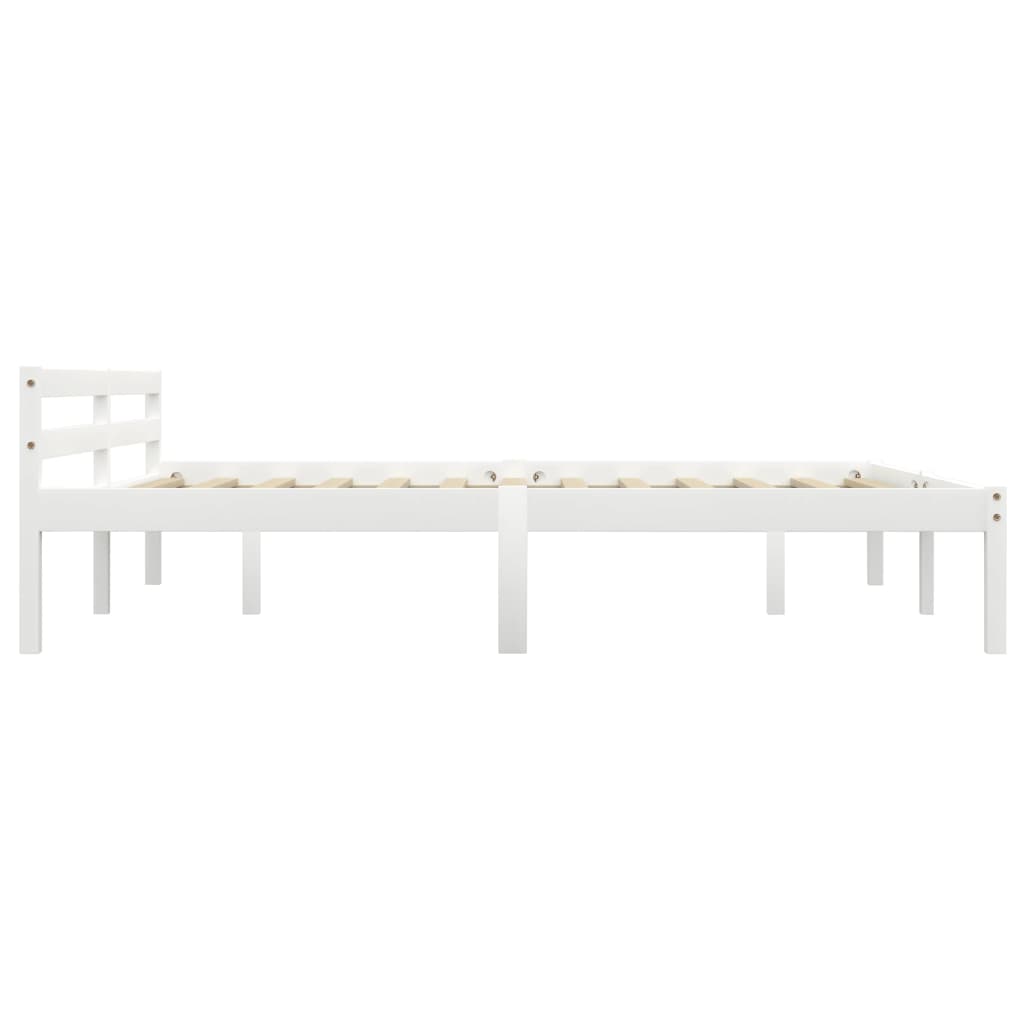 White Solid Pine Wood Super King Bed Frame 180x200 cm