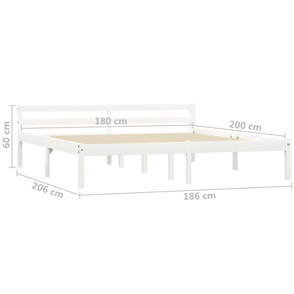 White Solid Pine Wood Super King Bed Frame 180x200 cm