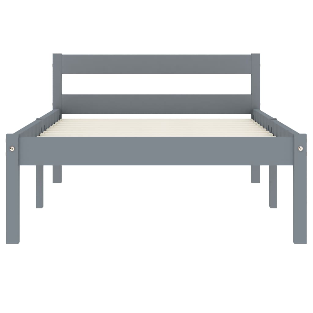 Grey Solid Pine Wood Bed Frame 90x200 cm - Sturdy & Stylish