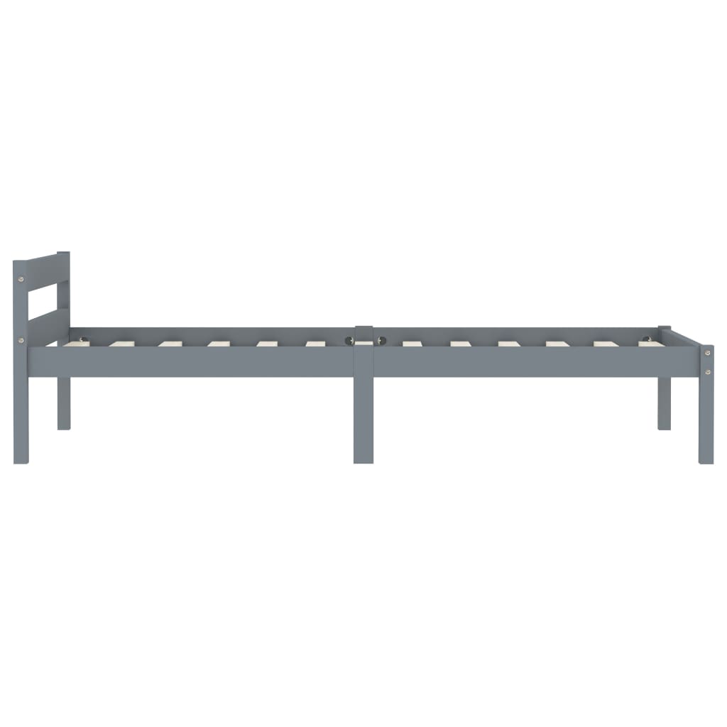 Grey Solid Pine Wood Bed Frame 100x200 cm - No Mattress Included