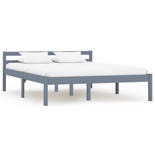 Solid Pine Wood Bed Frame - Grey, 120x200 cm, No Mattress