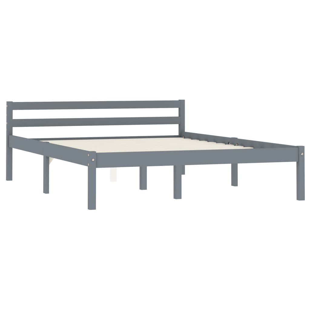 Solid Pine Wood Bed Frame - Grey, 120x200 cm, No Mattress