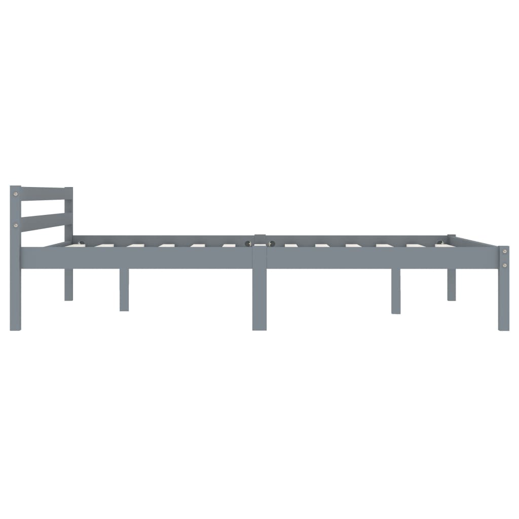 Solid Pine Wood Bed Frame - Grey, 120x200 cm, No Mattress