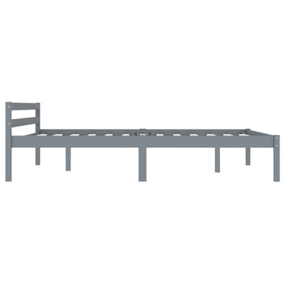 Solid Pine Wood Bed Frame - Grey, 120x200 cm, No Mattress