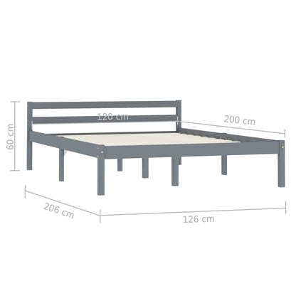 Solid Pine Wood Bed Frame - Grey, 120x200 cm, No Mattress