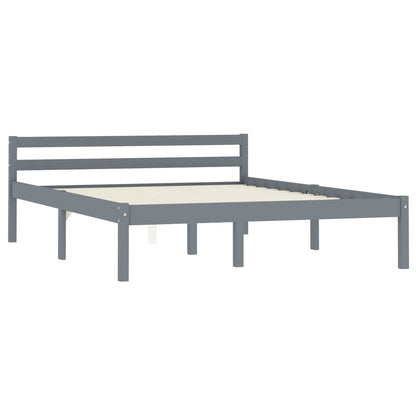 Solid Pine Wood Grey Bed Frame 140x200 cm - Mattress Not Included