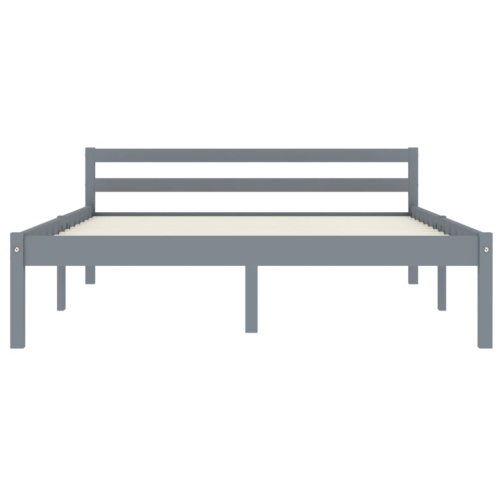 Solid Pine Wood Grey Bed Frame 140x200 cm - Mattress Not Included