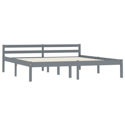 Solid Pine Wood Grey Bed Frame 160x200 cm - Mattress Not Included