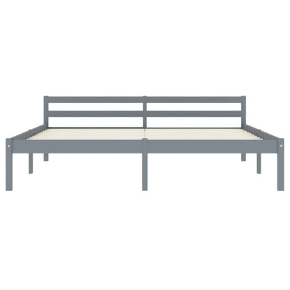 Solid Pine Wood Grey Bed Frame 160x200 cm - Mattress Not Included