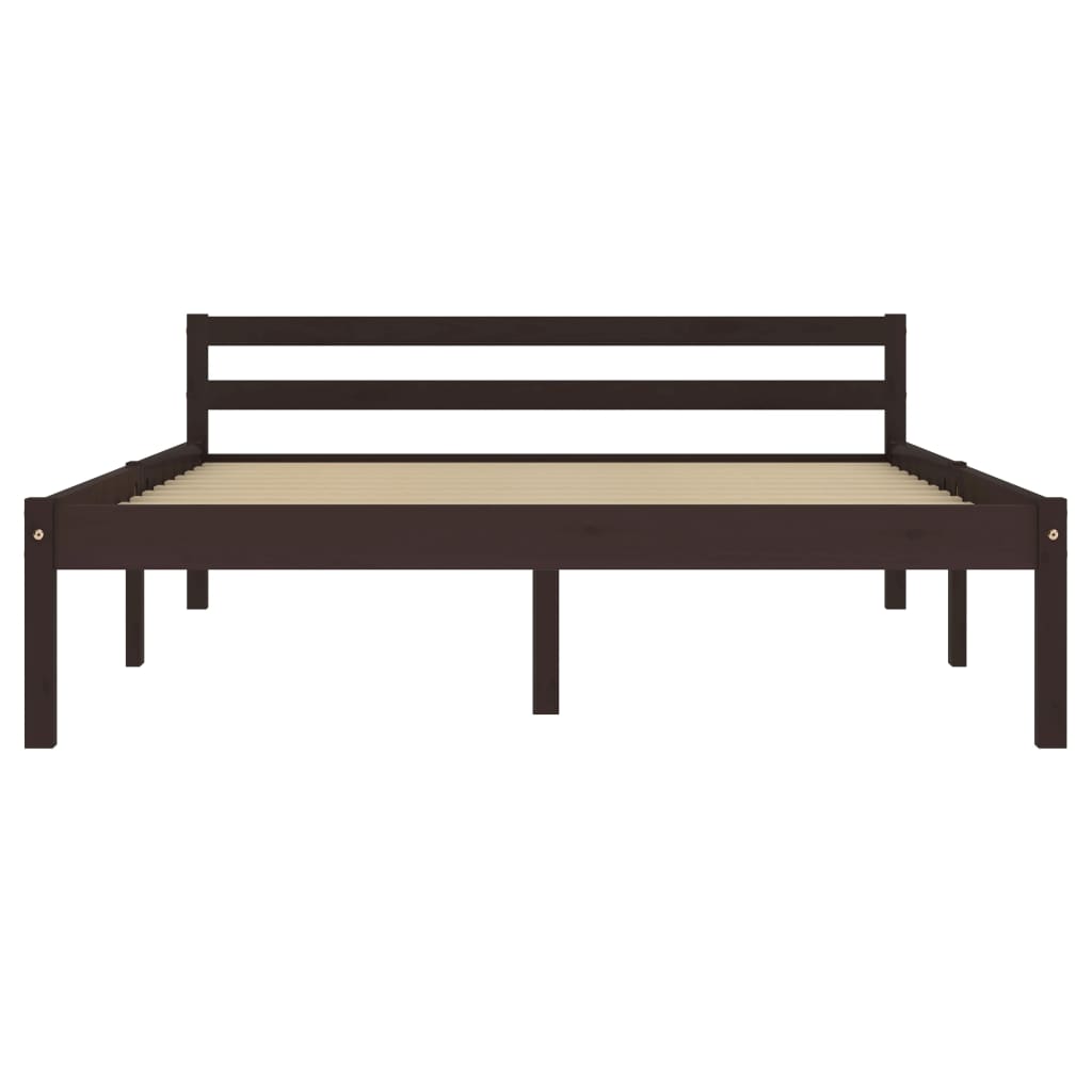 Dark Brown Solid Pine Wood Bed Frame 120x200 cm - No Mattress
