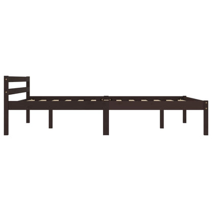 Solid Pine Wood Bed Frame - Dark Brown, 140x200 cm