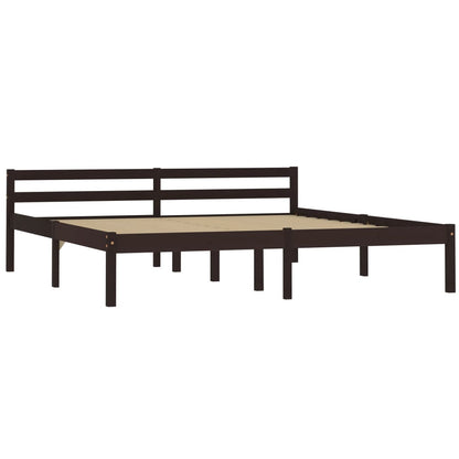Super King Solid Pine Bed Frame, Dark Brown 180x200 cm