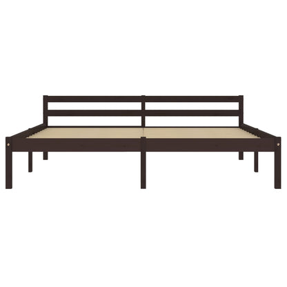 Super King Solid Pine Bed Frame, Dark Brown 180x200 cm