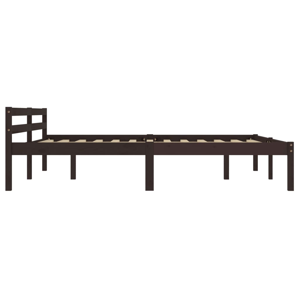 Super King Solid Pine Bed Frame, Dark Brown 180x200 cm