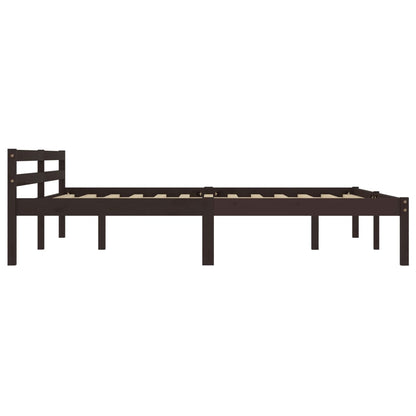 Super King Solid Pine Bed Frame, Dark Brown 180x200 cm