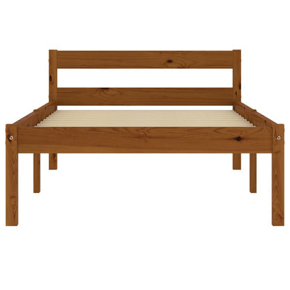 Solid Pine Wood Bed Frame 100x200cm - Honey Brown Finish