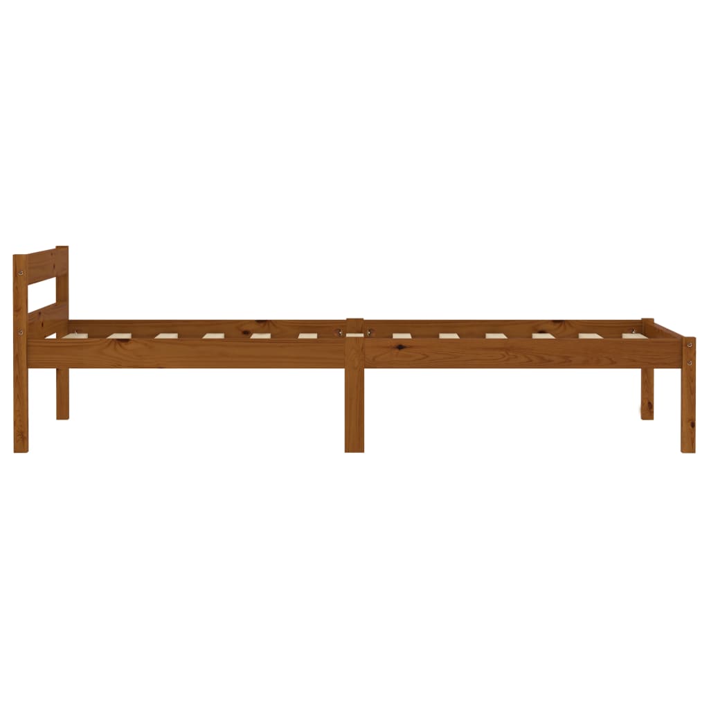 Solid Pine Wood Bed Frame 100x200cm - Honey Brown Finish