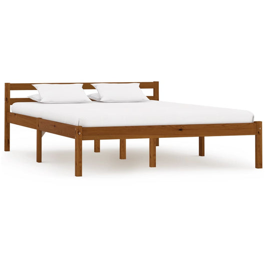 Solid Pine Wood Bed Frame - Honey Brown, 120x200cm, Mattress Not Included