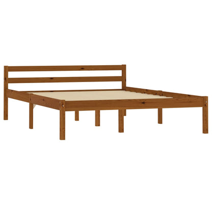 Solid Pine Wood Bed Frame - Honey Brown, 120x200cm, Mattress Not Included
