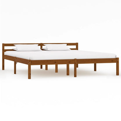 Honey Brown Solid Pine Wood Bed Frame 160x200cm - No Mattress