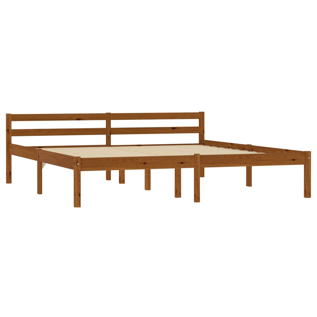 Honey Brown Solid Pine Wood Bed Frame 160x200cm - No Mattress