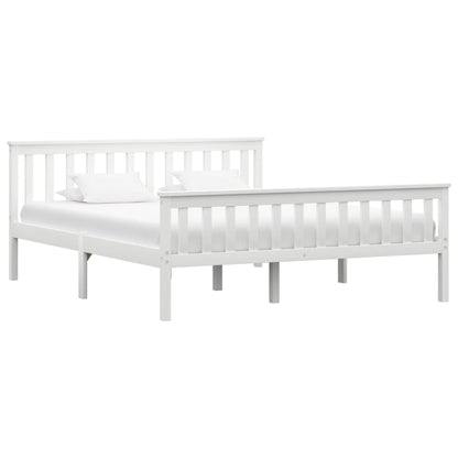 White Solid Pinewood Bed Frame 160x200 cm - Mattress Not Included