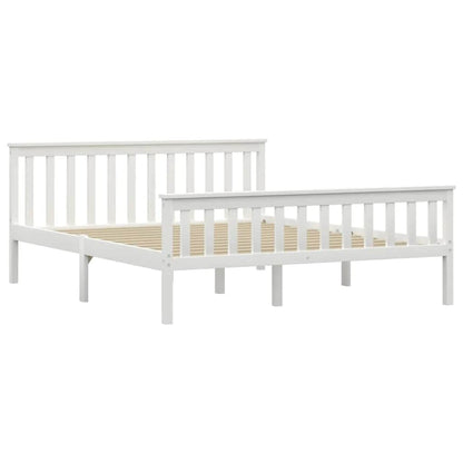 White Solid Pinewood Bed Frame 160x200 cm - Mattress Not Included