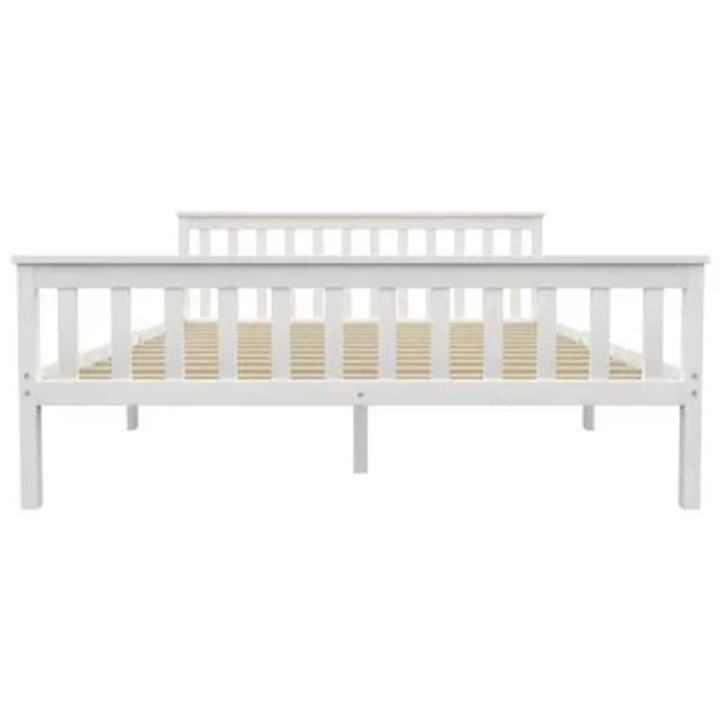 White Solid Pinewood Bed Frame 160x200 cm - Mattress Not Included