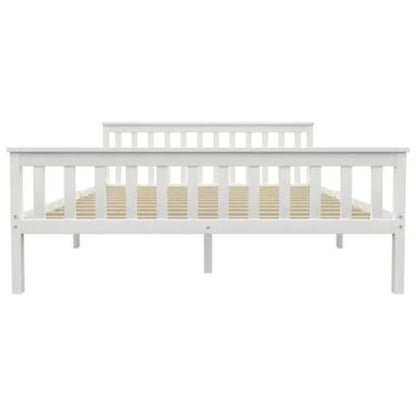 White Solid Pinewood Bed Frame 160x200 cm - Mattress Not Included