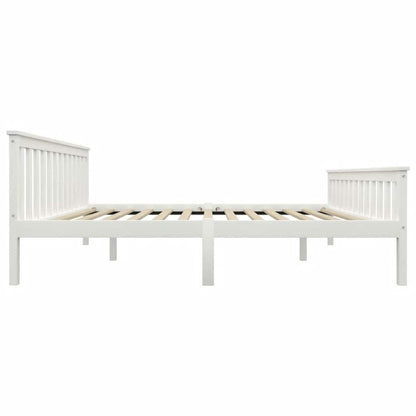 White Solid Pinewood Bed Frame 160x200 cm - Mattress Not Included