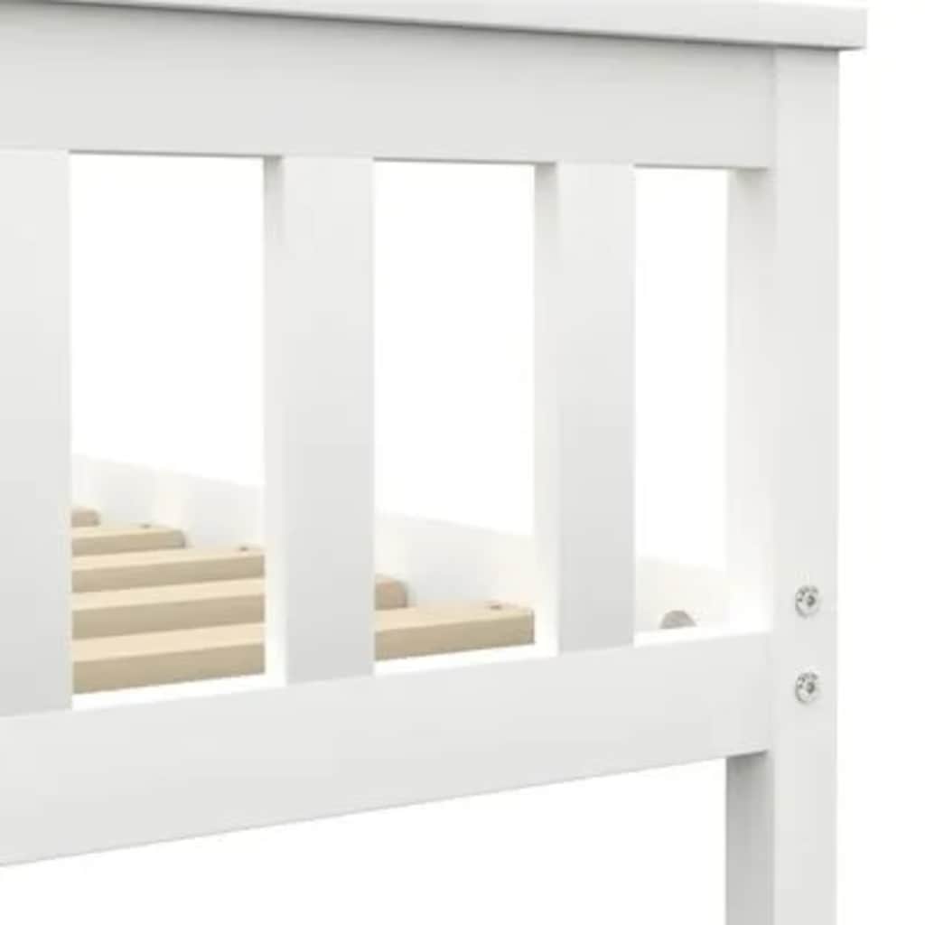 White Solid Pinewood Bed Frame 160x200 cm - Mattress Not Included