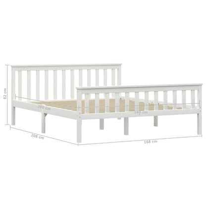 White Solid Pinewood Bed Frame 160x200 cm - Mattress Not Included