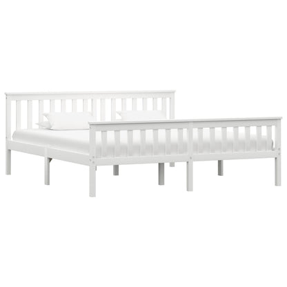 White Solid Pinewood Bed Frame Super King 180x200 cm