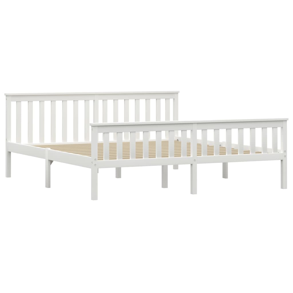 White Solid Pinewood Bed Frame Super King 180x200 cm