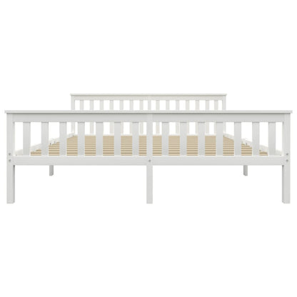 White Solid Pinewood Bed Frame Super King 180x200 cm