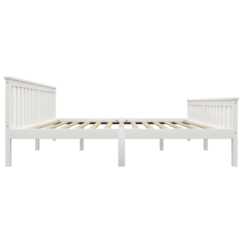 White Solid Pinewood Bed Frame Super King 180x200 cm