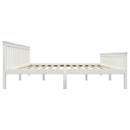 White Solid Pinewood Bed Frame Super King 180x200 cm