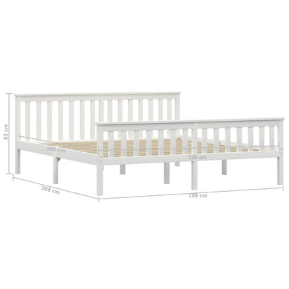 White Solid Pinewood Bed Frame Super King 180x200 cm
