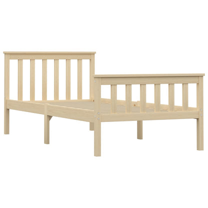 Solid Pinewood Bed Frame 100x200 cm - Natural Finish (No Mattress)