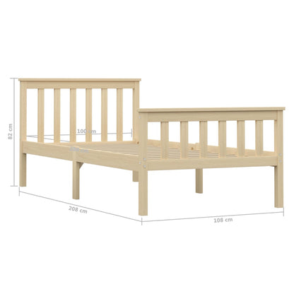 Solid Pinewood Bed Frame 100x200 cm - Natural Finish (No Mattress)