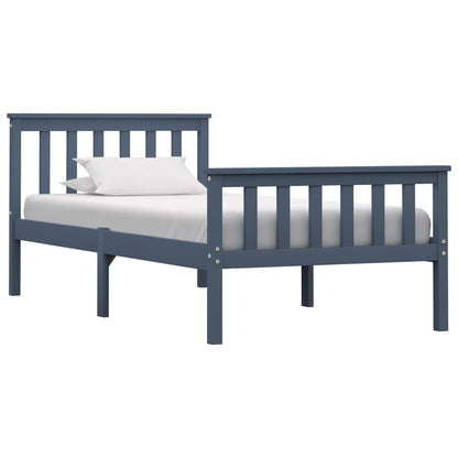Solid Pinewood Grey Bed Frame 100x200 cm - Sturdy & Stylish