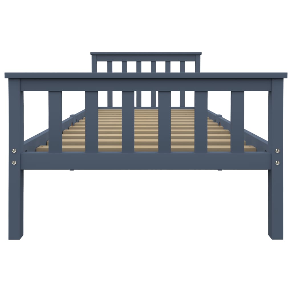 Solid Pinewood Grey Bed Frame 100x200 cm - Sturdy & Stylish