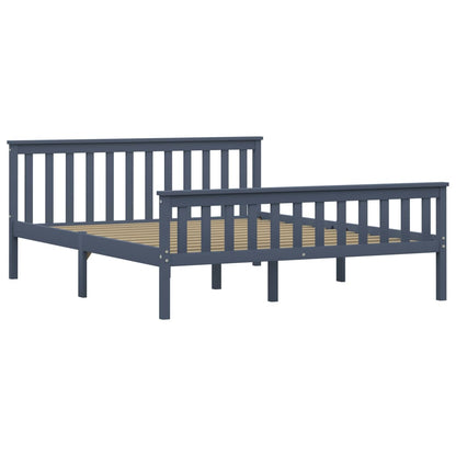 Solid Pinewood Bed Frame - Grey, 160x200 cm (Mattress Not Included)