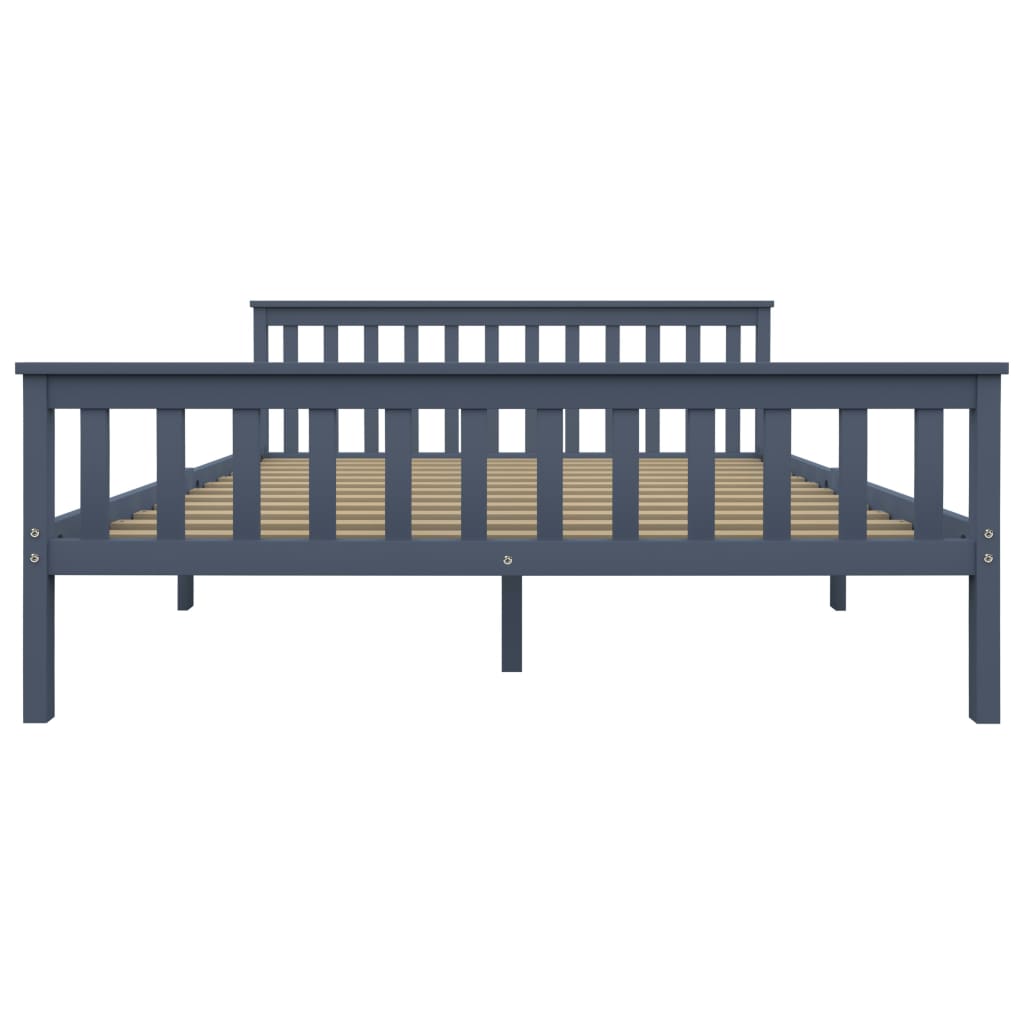 Solid Pinewood Bed Frame - Grey, 160x200 cm (Mattress Not Included)