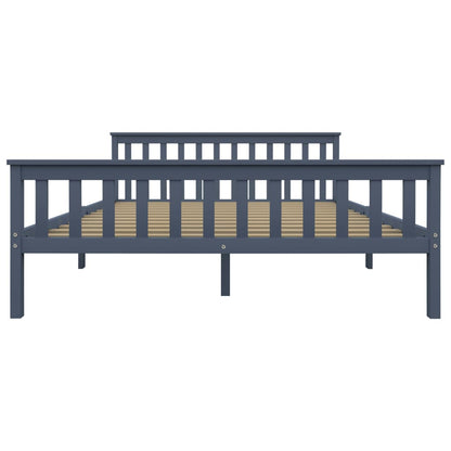 Solid Pinewood Bed Frame - Grey, 160x200 cm (Mattress Not Included)
