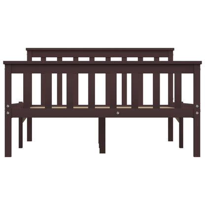Solid Pinewood Bed Frame, Dark Brown, 120x200 cm - No Mattress