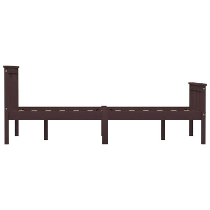 Solid Pinewood Bed Frame, Dark Brown, 120x200 cm - No Mattress